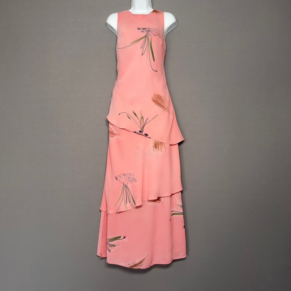 SHARON MAX Vintage Pink Watercolor Layered Maxi Sundress Dress Size 14